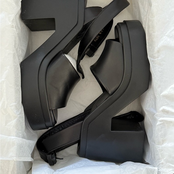 NWT BLACK ROBERT CLERGERIE NOE lambskin Platform Sandals - US SIZE 9 - Picture 3 of 10